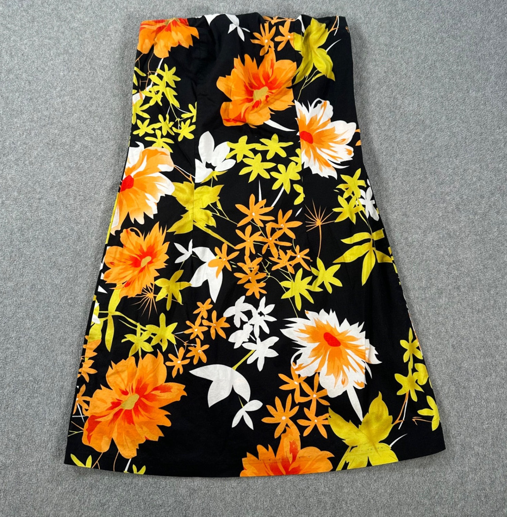 A-List by Wrapper Strapless Mini Dress Size medium Black Floral Tropical Y2k